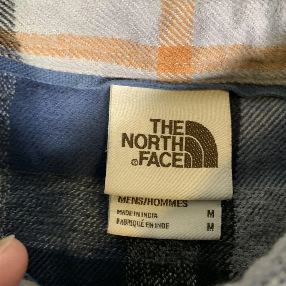 The North Face Shirt Mens Medium Blue Plaid Flannel Long Sleeve Button Up Casual